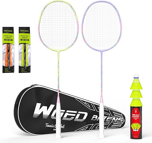 Miniatura 16 de Raquetas de bádminton profesionales de fibra de carbono para patios traseros y gimnasio