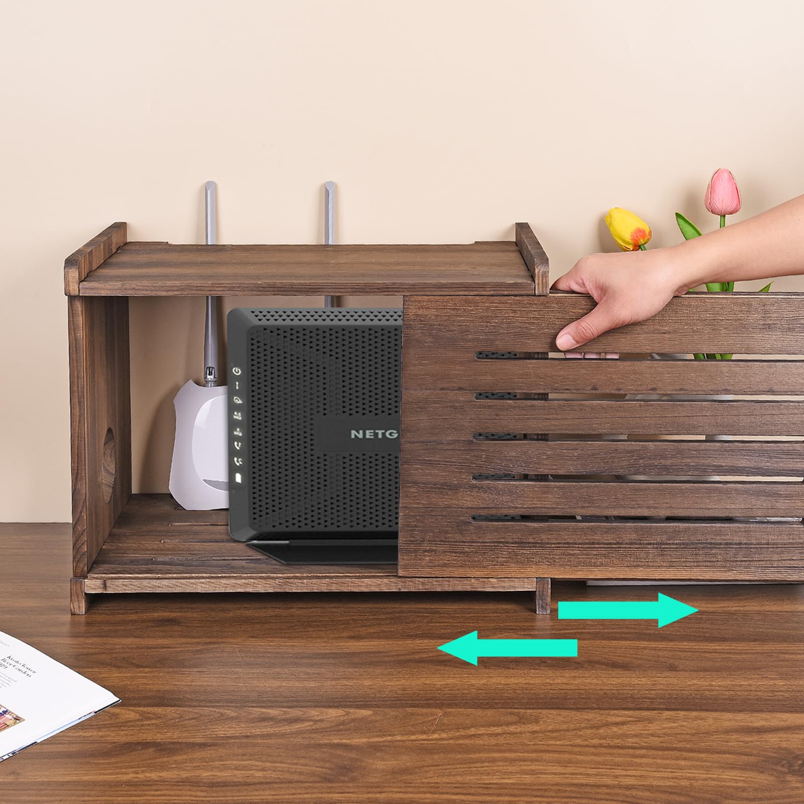 Estante de enrutador para proyector, soporte para proyector, caja de almacenamiento, módem, cable, enrutador, cubierta organizada, tira de alimentación organizada, estante ocultador de gestión