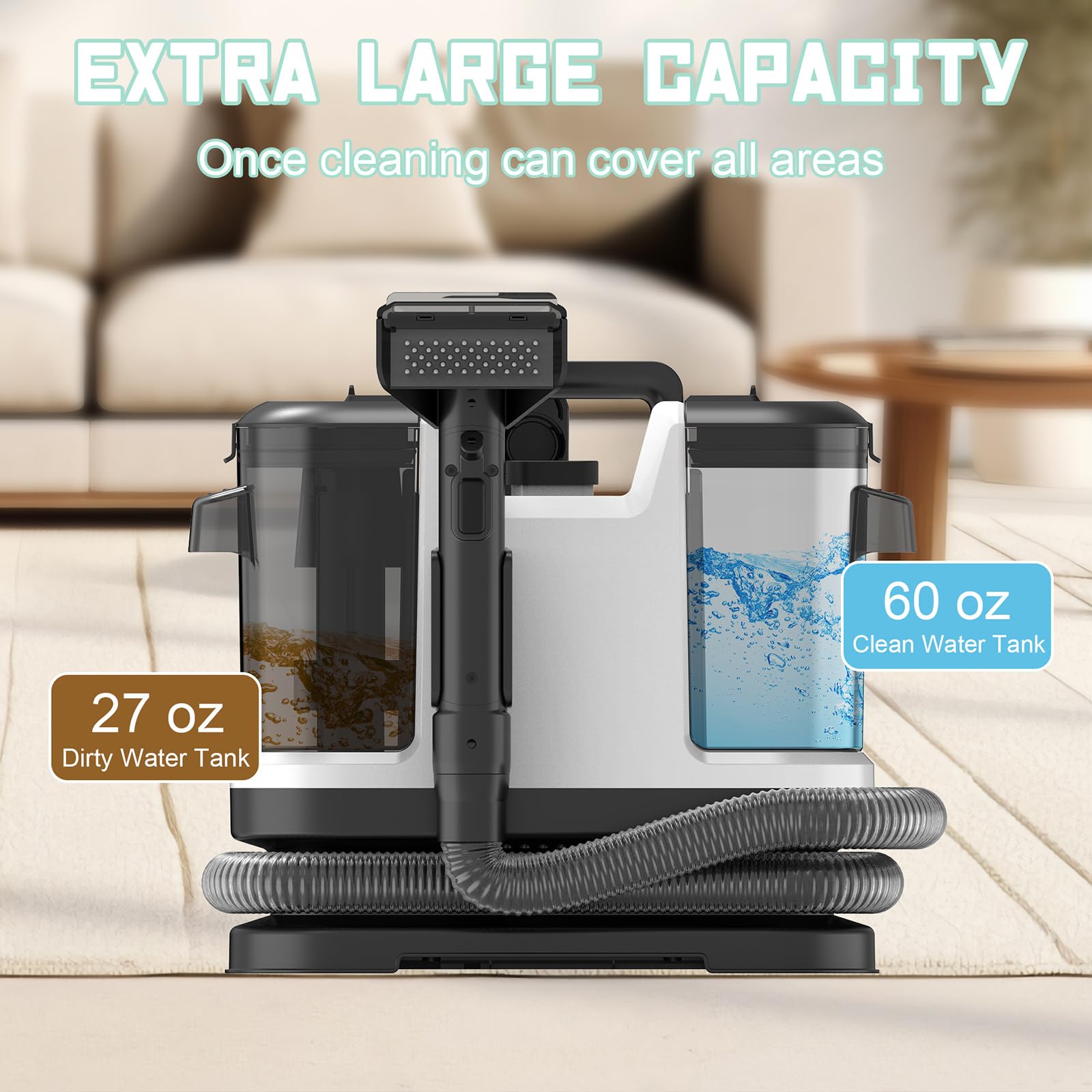 Limpiador portátil de alfombras y tapicería, limpieza profunda para alfombras, sofá, manchas de interiores de auto, apto para mascotas y familia, 120V