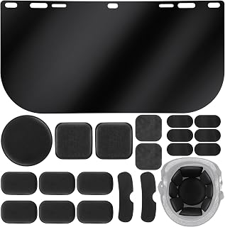 Feekoon 1 Pack Face Shield Replacement Lens with Helmet Pads, Tinted Full Face Shield Compatible with Hobart 770580, Replacement Foam Padding Kits for Welding, Grinding, DIY, Cosplay Helmet