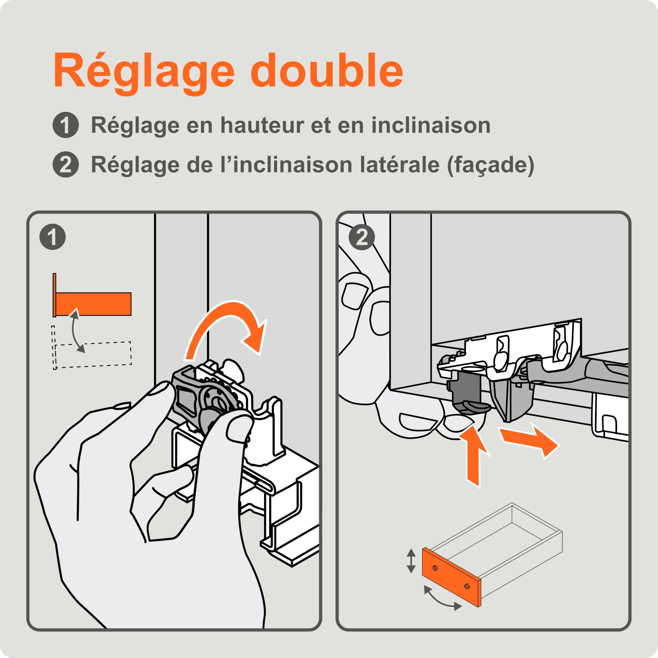 blum sortie totale Tandem 450 mm I coulisse à profil sous le tiroir invisible I sortie de tiroir Soft-close avec amortissement blumotion I sortie pour meuble de cuisine I système coulisses 1 paire