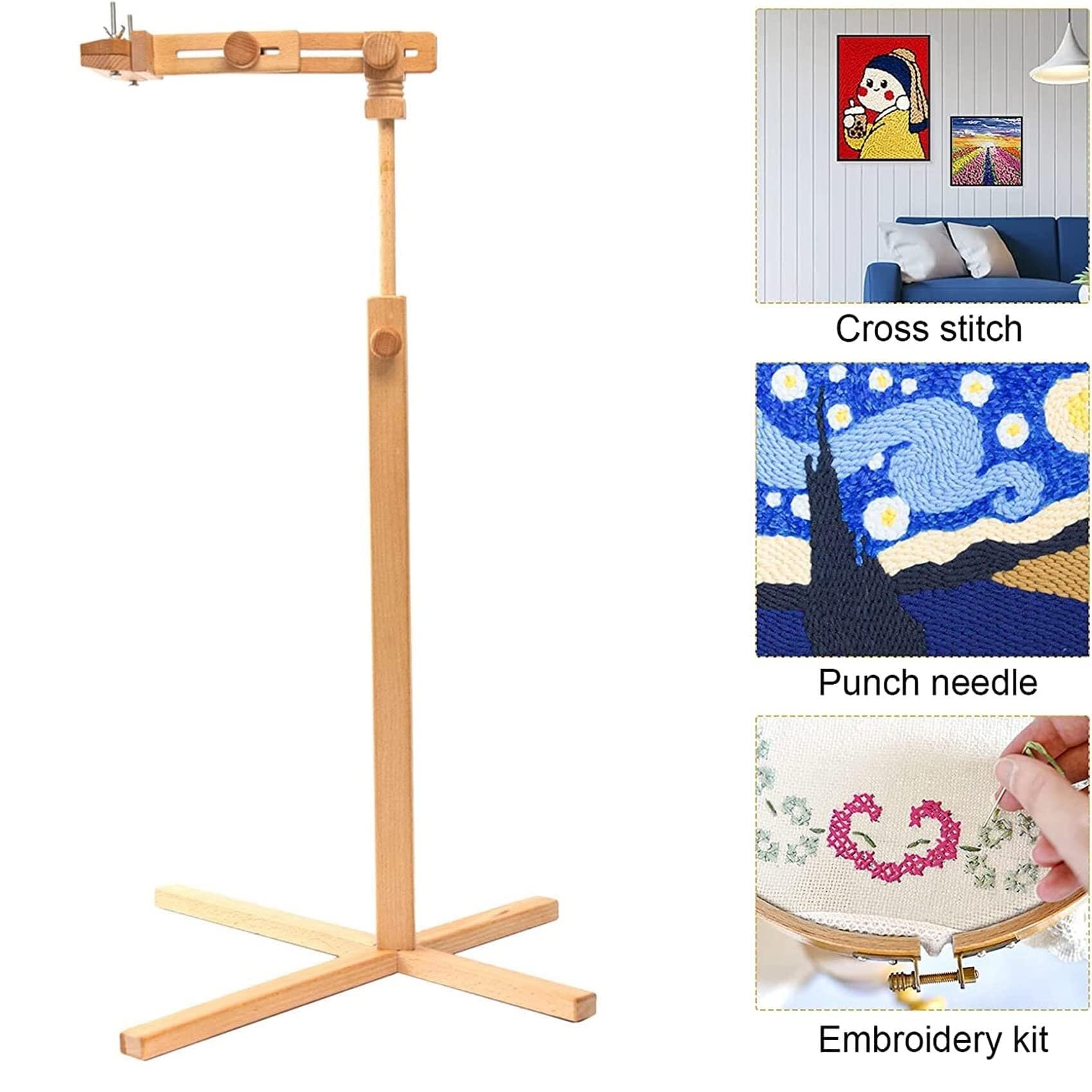 Este Soporte de Madera Ajustable para Bordar, Ideal para Trabajos de Punto de Cruz y Otras labores de Aguja.