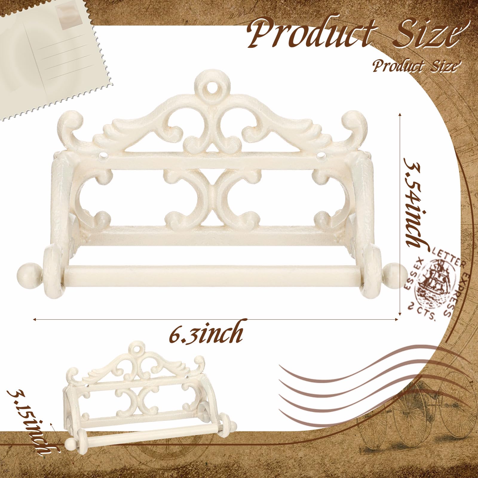 1 Pcs Vintage Cast Iron Toilet Paper Holder, White — Amazon image 3