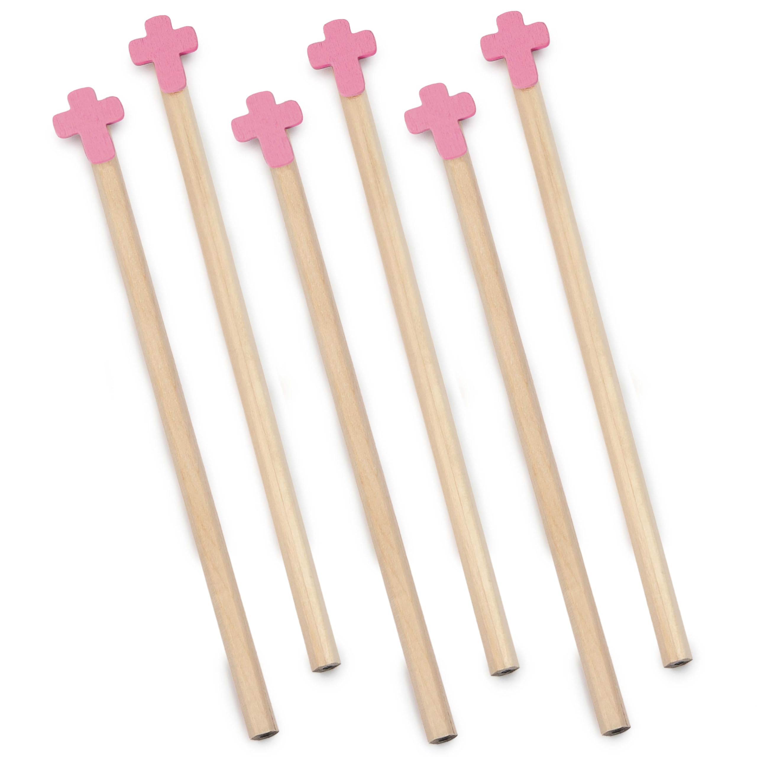 Mopec Pink W40.02 Pack of 12 Hexagonal Wooden Pencils with Cross, Normal