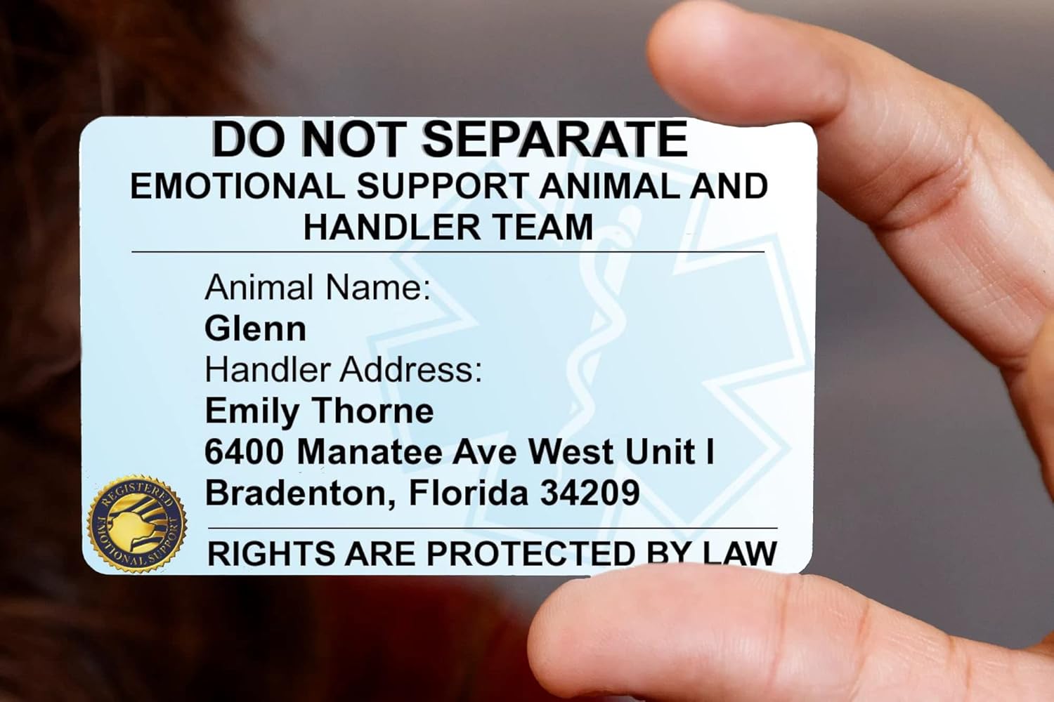 | No Photo | Fast | Custom PVC Do Not Separate Emotional Support Animal and Handler Team ID Card | Mobile Device Digital ID Badge | ESA Collar Tag | Five ESA Informational Handout Cards