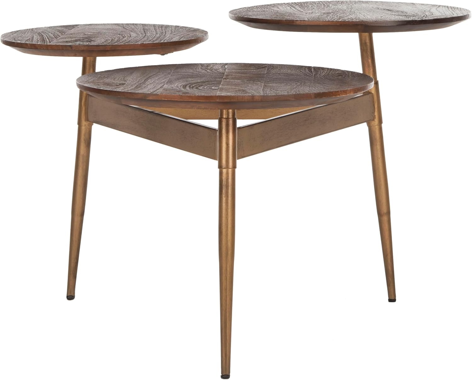 Safavieh Home Ian Mid-Century Modern Honey and Gold 3-Circle Accent Table