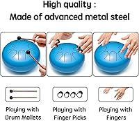 Vista 8 de Percusión de tambor de lengua de acero, instrumentos musicales de 6 pulgadas, 8 notas, regalos musicales para familiares y amigos (azul)