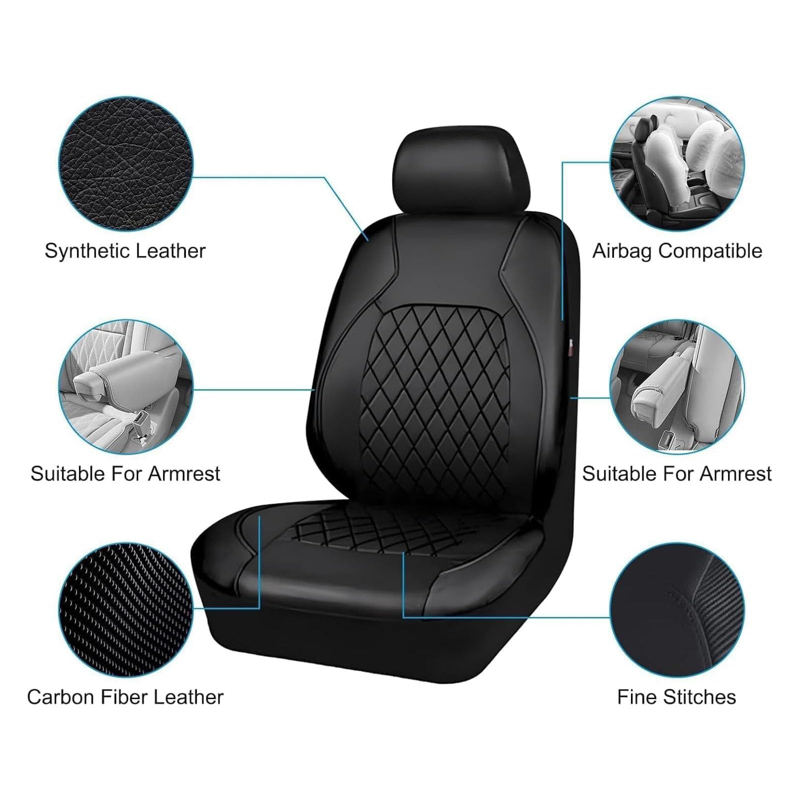 Housses de Sièges de Voiture pour Dacia Duster (HS) 2011-2016, Avant et Arrière Ensemble Complet de Housses Protection Universel Anti-Poussière,A/Black