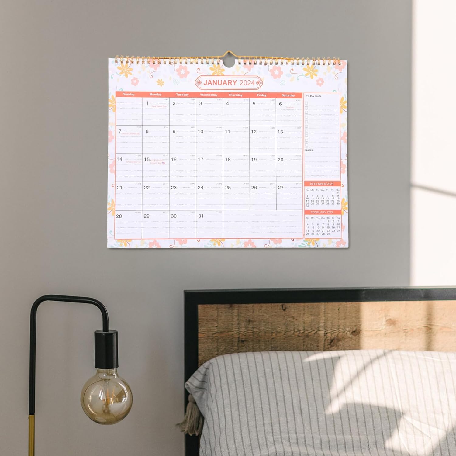 SKYDUE Calendario De Pared 2024, 14.5 X 11.5 Pulgadas, Calendario 2024 Encuadernado En Espiral Enero De 2024 A Junio De 2025 6 Disenos Esteticos
