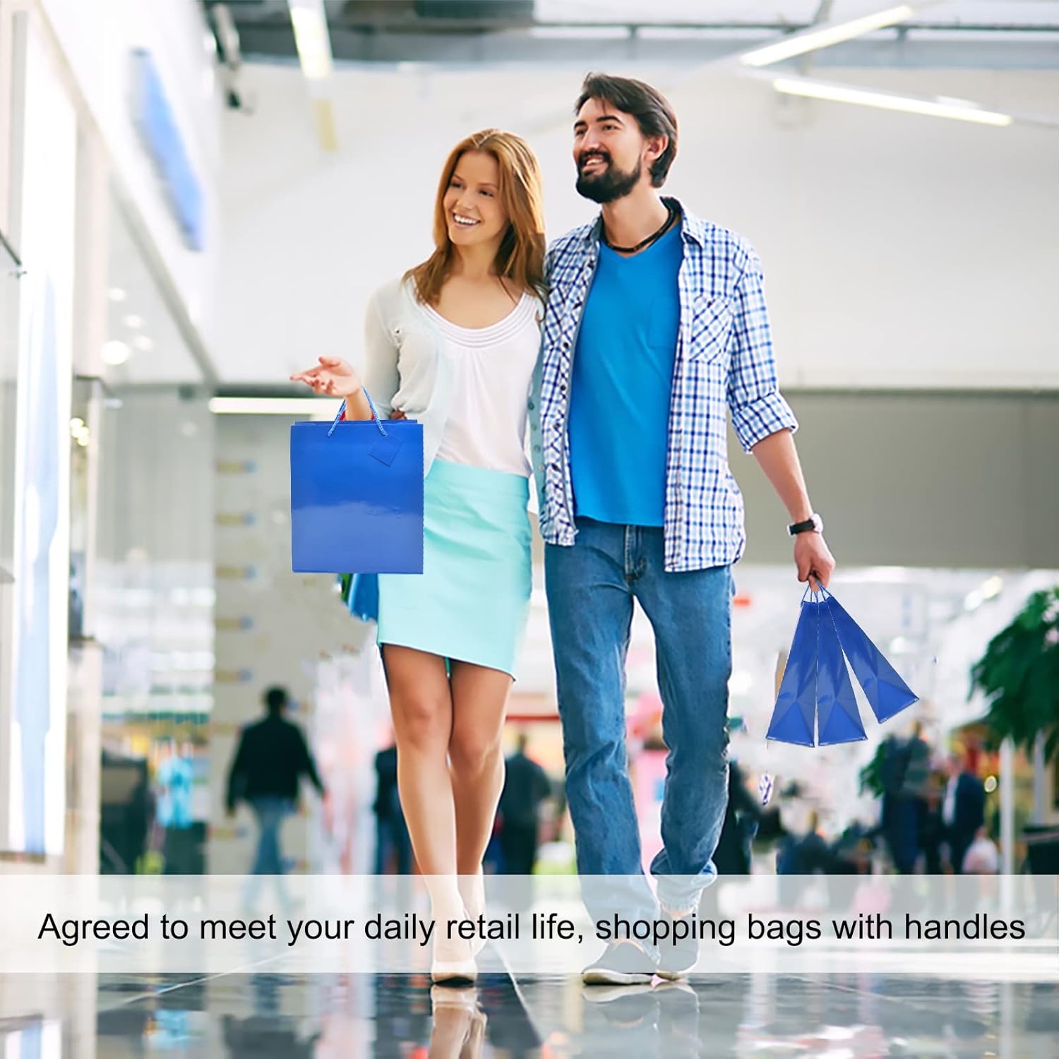 FAiVICA 24pc Medium Premium Solid Bright Blue Paper Gift Bags (7x9x3.75in), Party Favor Glossy Bags with Handles and Tags, Durable Value Bulk Paper Shopping Bags, for Wedding, Birthday, Graduation - Image 6