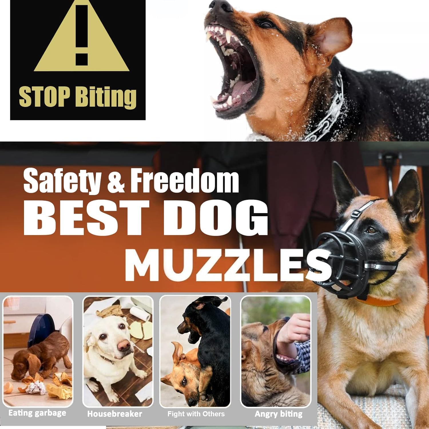 Maulkorb für Große Hunde, Atmungsaktiver Rundum-Abdeckung des Und Verstellbare Träger für Maulkörbe von mittleren und großen Hunden,Verhinderung des Beißens Kauen und Bellen(Size 5)