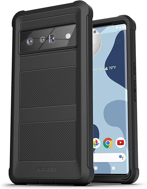 ENCASED Falcon Designed for Pixel 6 Pro Case, Shockproof Full Body Phone Case for Google Pixel 6 Pro (Black)