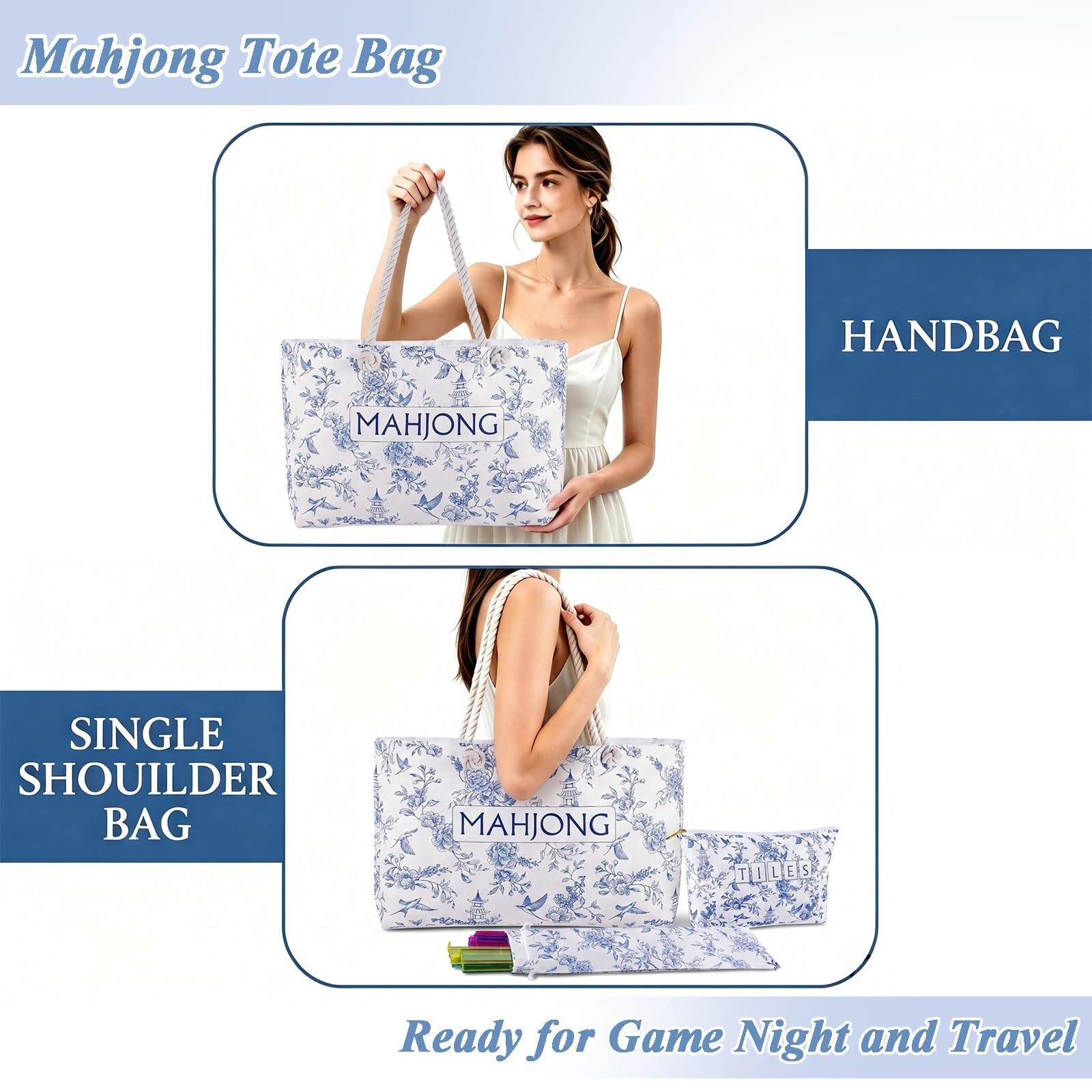 Amerikanische Mahjong Tasche Set 3-Teilig Tragetasche Spiel