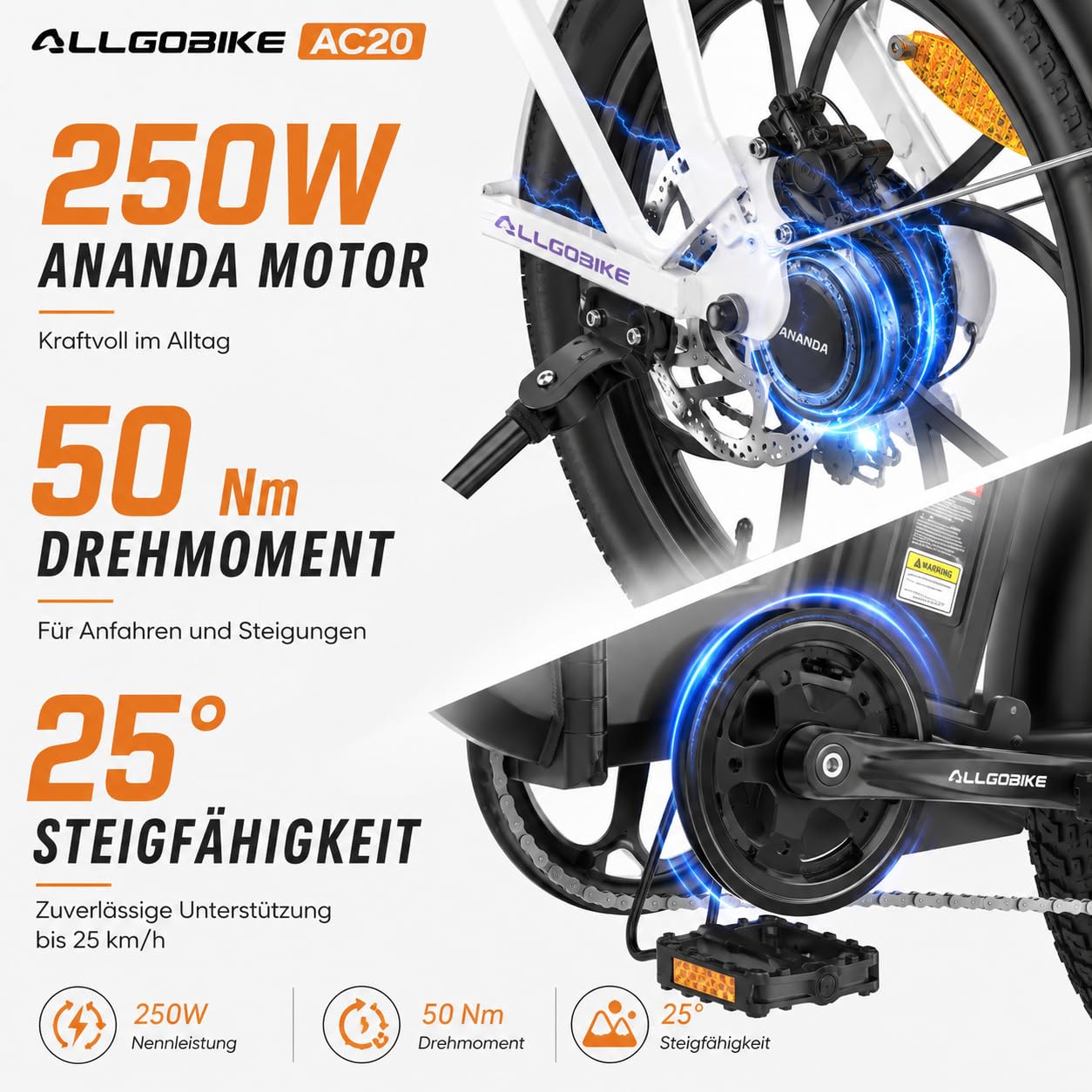 E Bike Klapprad 20 Zoll Herren Damen,mit 48V 20Ah Akku 100km Reichweite,Faltbares Elektrofahrrad City 250W Motor 50Nm LED Display, 7-Gang, hydraulische Scheibenbremsen, für Pendeln & Alltag