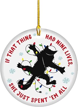 Cat Christmas Ornament - Christmas Tree Decorations - Xmas Hanging Ornaments - Home Decoration - Gift for Cat Lover