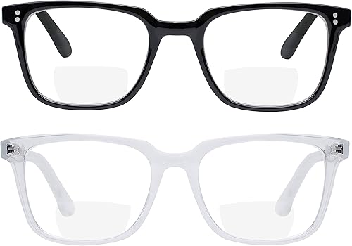 Yogo Vision Paquete de 2 lentes de lectura bifocales para hombres y mujeres, lentes ligeros antideslumbrantes