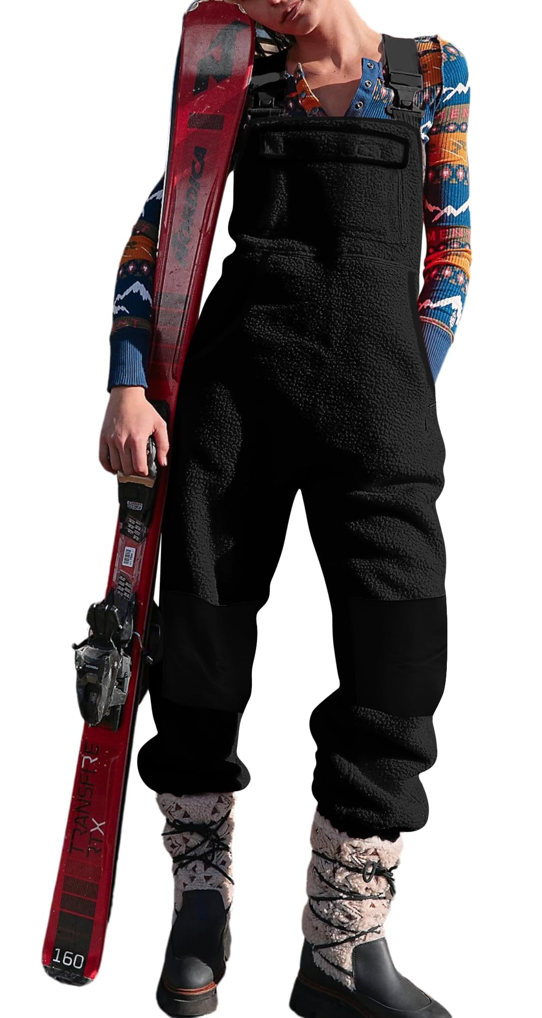 Women's Fleece Warm Overalls with Pockets