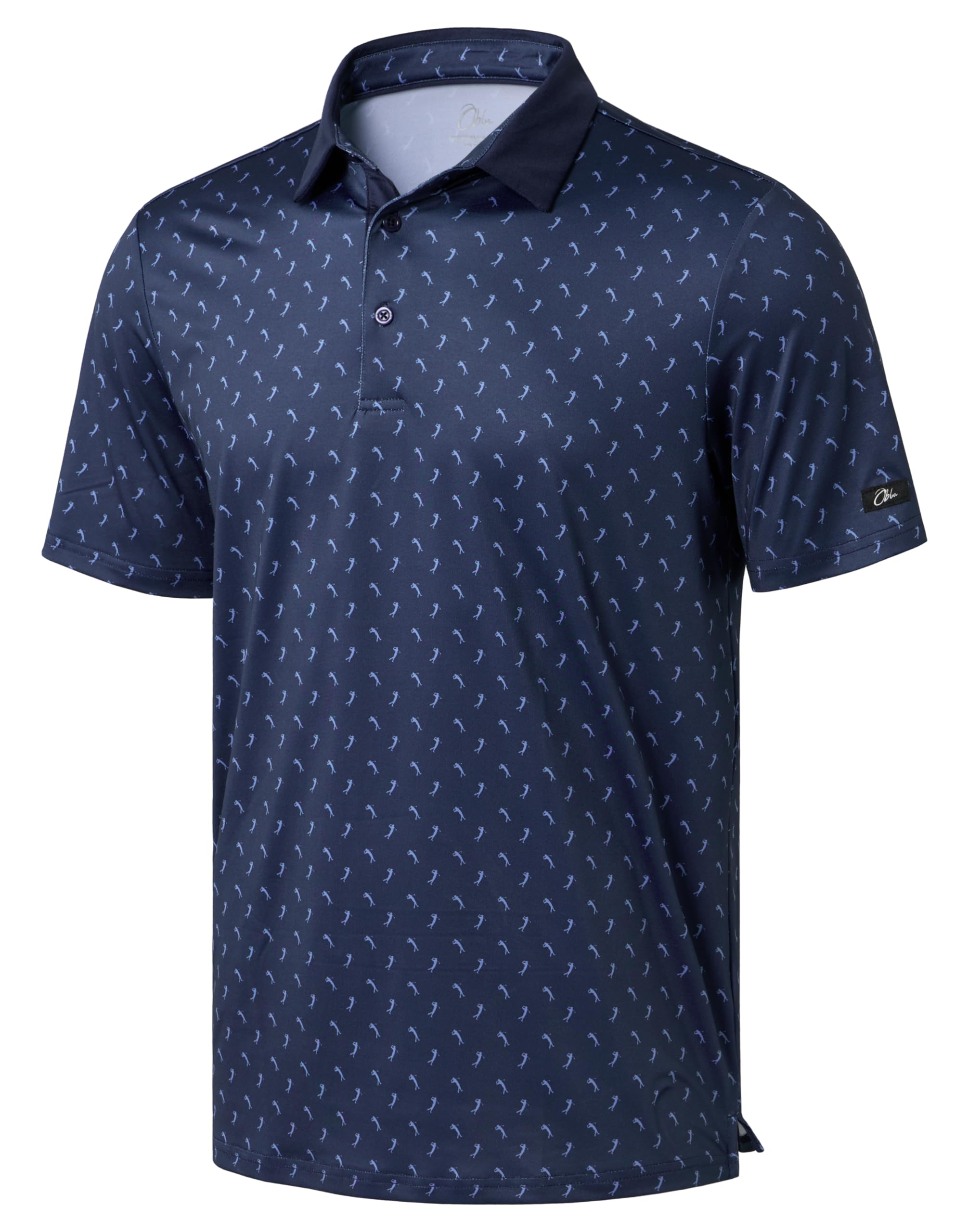 Obla Men's Golf Polo Shirts Print Short Sleeve Dry Fit Collared Shirt | Moisture Wicking, Performance, Lightweight, Casual, Polo Shirts for Men