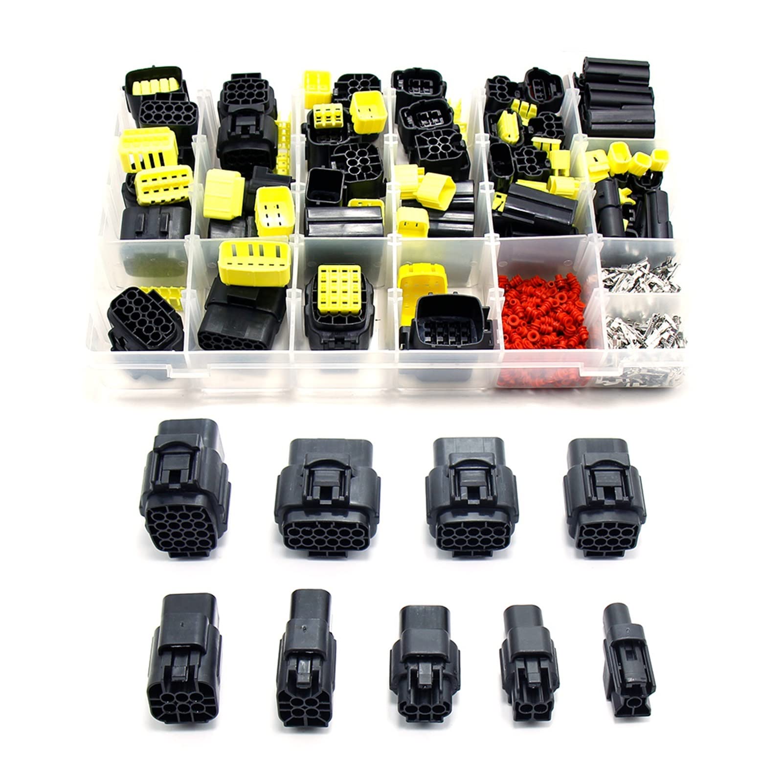 Kit di connettore del cavo elettrico serie da 1,8 mm con guarnizioni in gomma 1/2/4/4/6/8/10/12/16 PIN AUTO Impermeabile Plug Imbracatura(70x16Y 568pcs)
