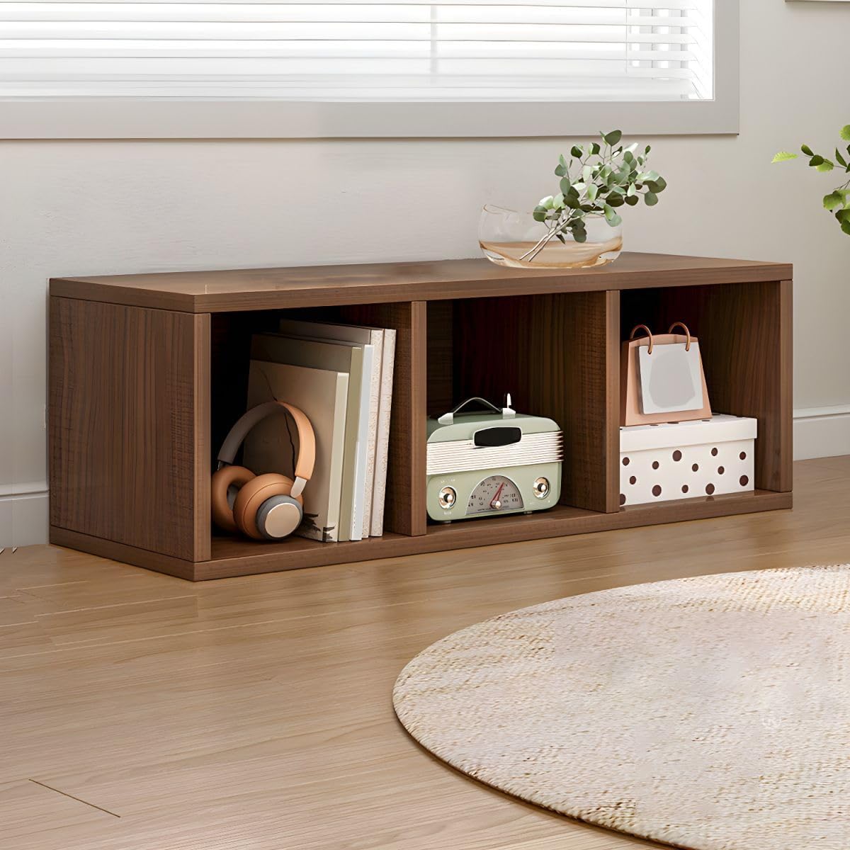 CraftThink Gabinete de almacenamiento, estantería de madera contemporánea con estantería trasera cerrada para almacenamiento compacto, muebles de