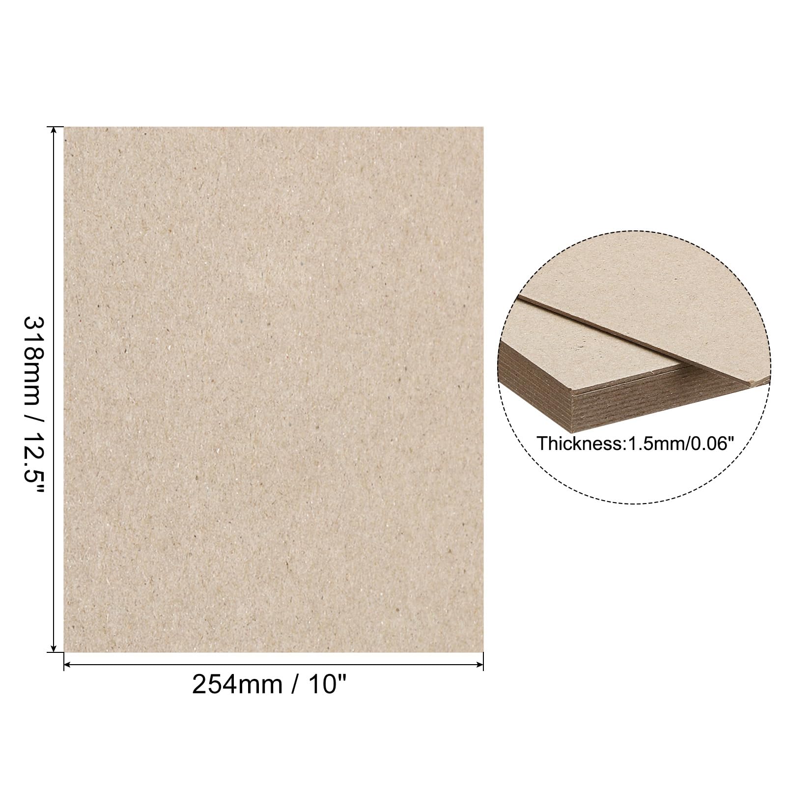 PATIKIL 12.5x10x0.06" Chipboard Sheets, 20Pcs Thick Book Board Binders Board Sturdy Bookbinding Supplies for Book Binding Cover Gray - Image 2