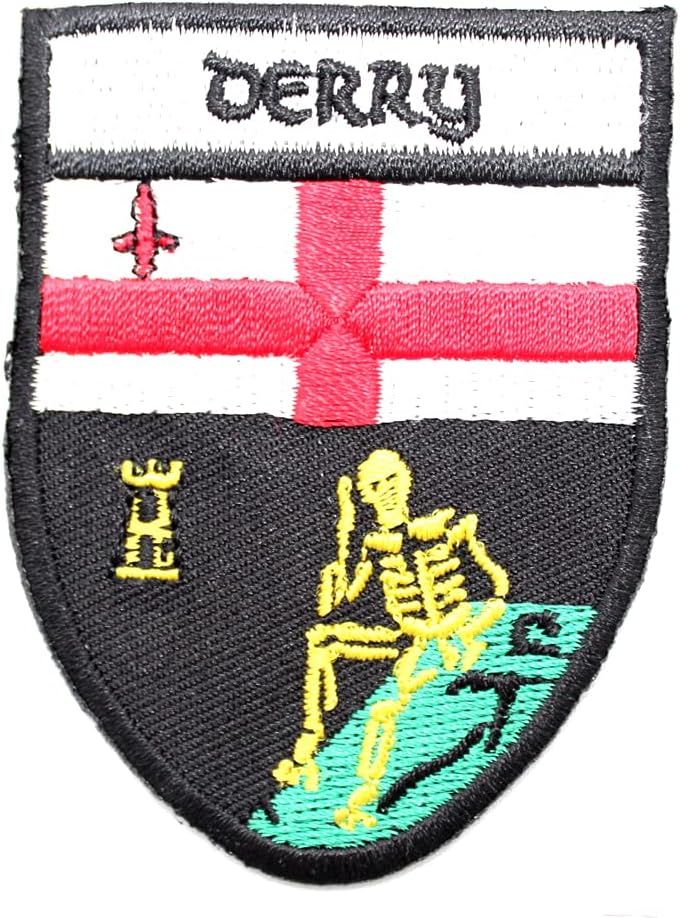 Derry Irish County Crest Sew On Iron On Shield Patch Northern Ireland