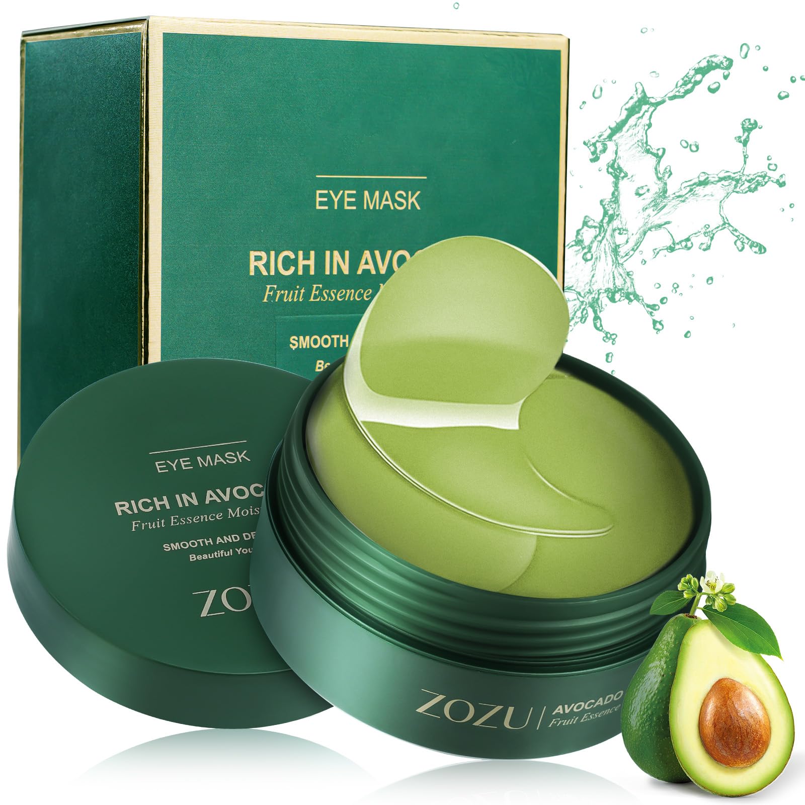 LOPHE Patch Occhi, 60 Pezzi Eye Patch Maschera Occhiaie e Borse, Collagene Patches Occhi per Rimuovi Puffiness, Idrata Anti-Età(Verde)