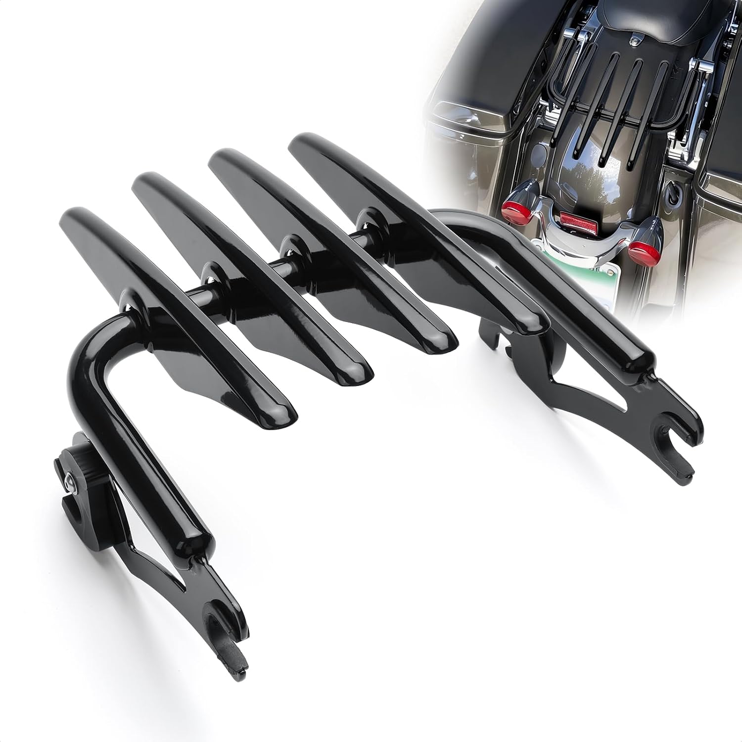 Stealth Luggage Rack Compatible with Harley Touring 2009-Later, Quick Detach Detachable Rear Cargo Rack for Street Glide, Road Glide, Road King, Electra Glide, Ultra Limited, Heavy Duty Steel