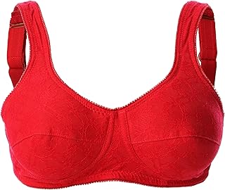 حمالة صدر بيسيك مبطنة ومثلثة بشريط قابل للتعديل للنساء - احمر, أحمر, 38، من لاسو، قطن، سلكي