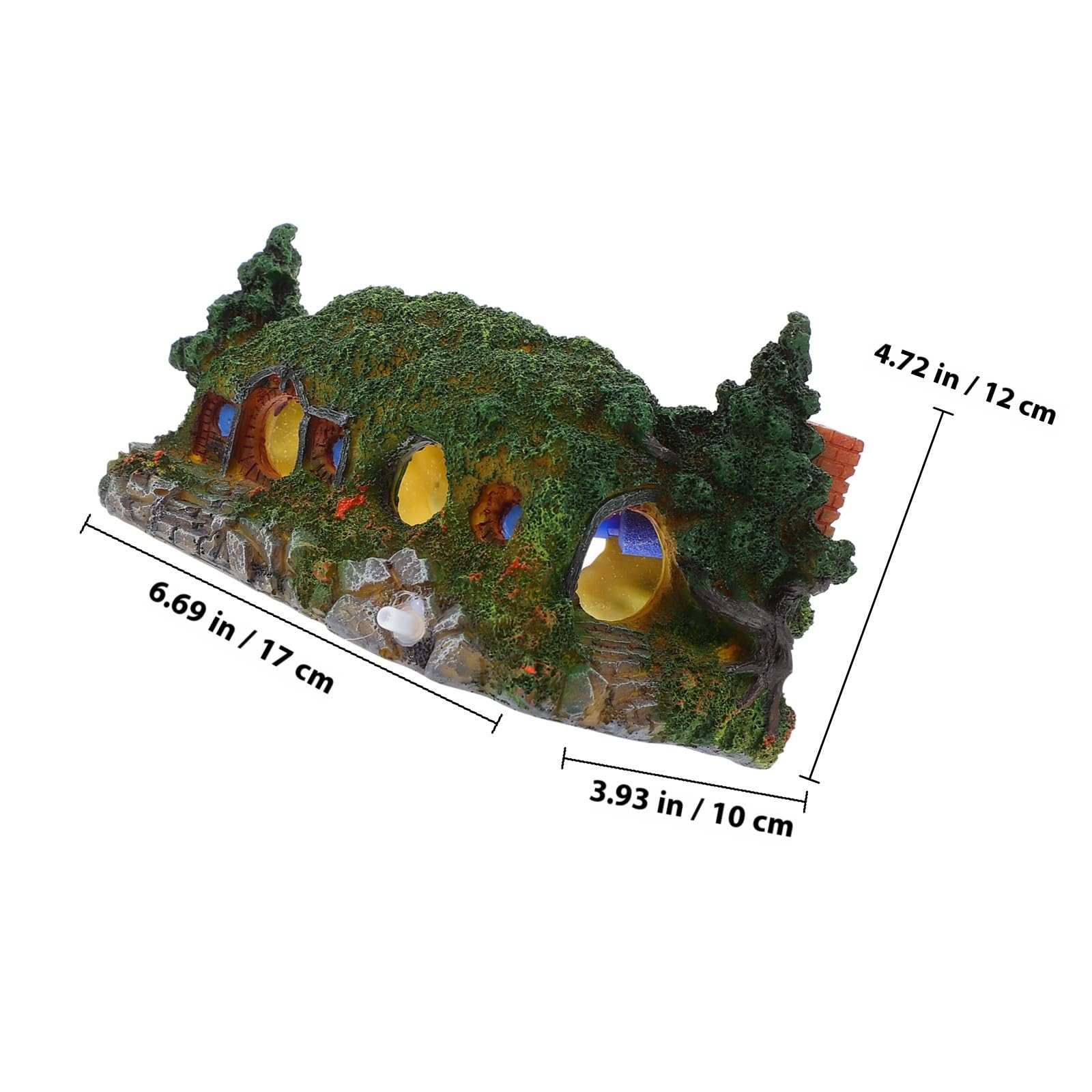 Abaodam Ornamento in Resina per Acquario Hobbit Grotta del Castello, Decorazione Paesaggistica Mini per Serbatoio d'Acqua Effetto Bolle, Adatto ad Ambienti Marini e d'Acqua