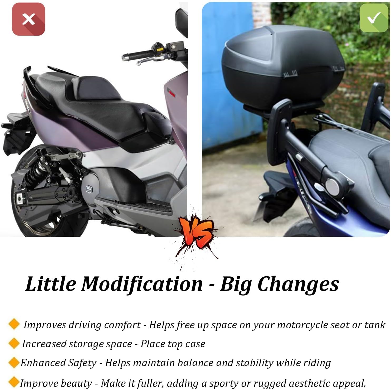 New Motorcycle Rear Luggage Rack Compatible with Sanyang MAXSYM TL 508 TL 500 Scooters Rear Tail Storage Rack, Steel Top Case Holder Support Bracket Cargo Carrier Shelf Holder Accessories