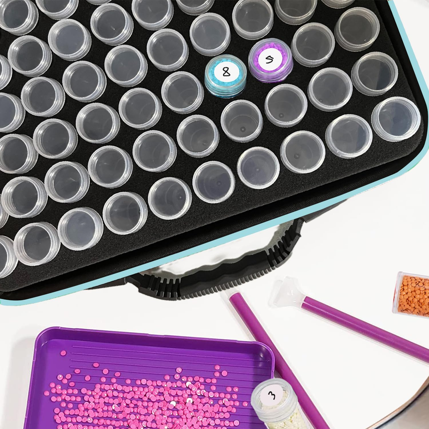 Diamond Painting Storage Containers, 60 Slots Diamond Painting Accessories and Tools for Diamond Art Organizer Case(Green)