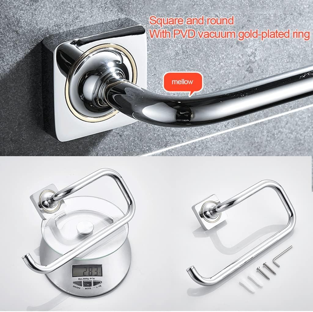 LSLYTQ Nordic Towel Ring, Towel Rack, All Copper Bathroom Towel Holder, Toilet Perforated Towel Hanger