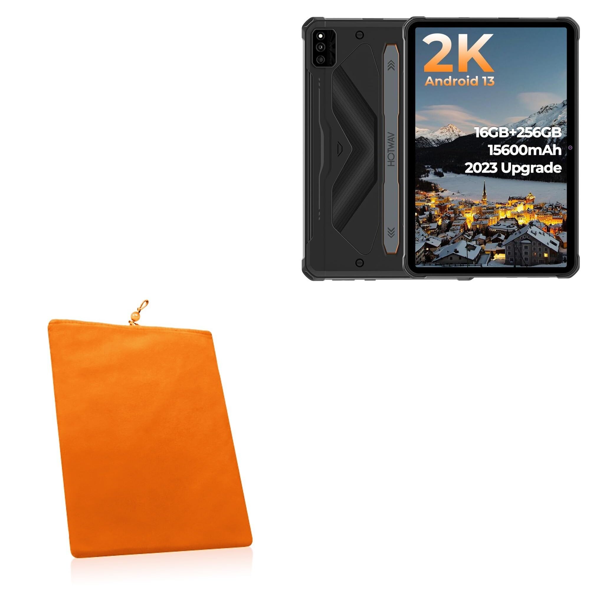 BoxWave Case Compatible with Hotwav R6 Ultra 2023 (10.4 in) - Velvet Pouch, Soft Velour Fabric Bag Sleeve with Drawstring - Bold Orange
