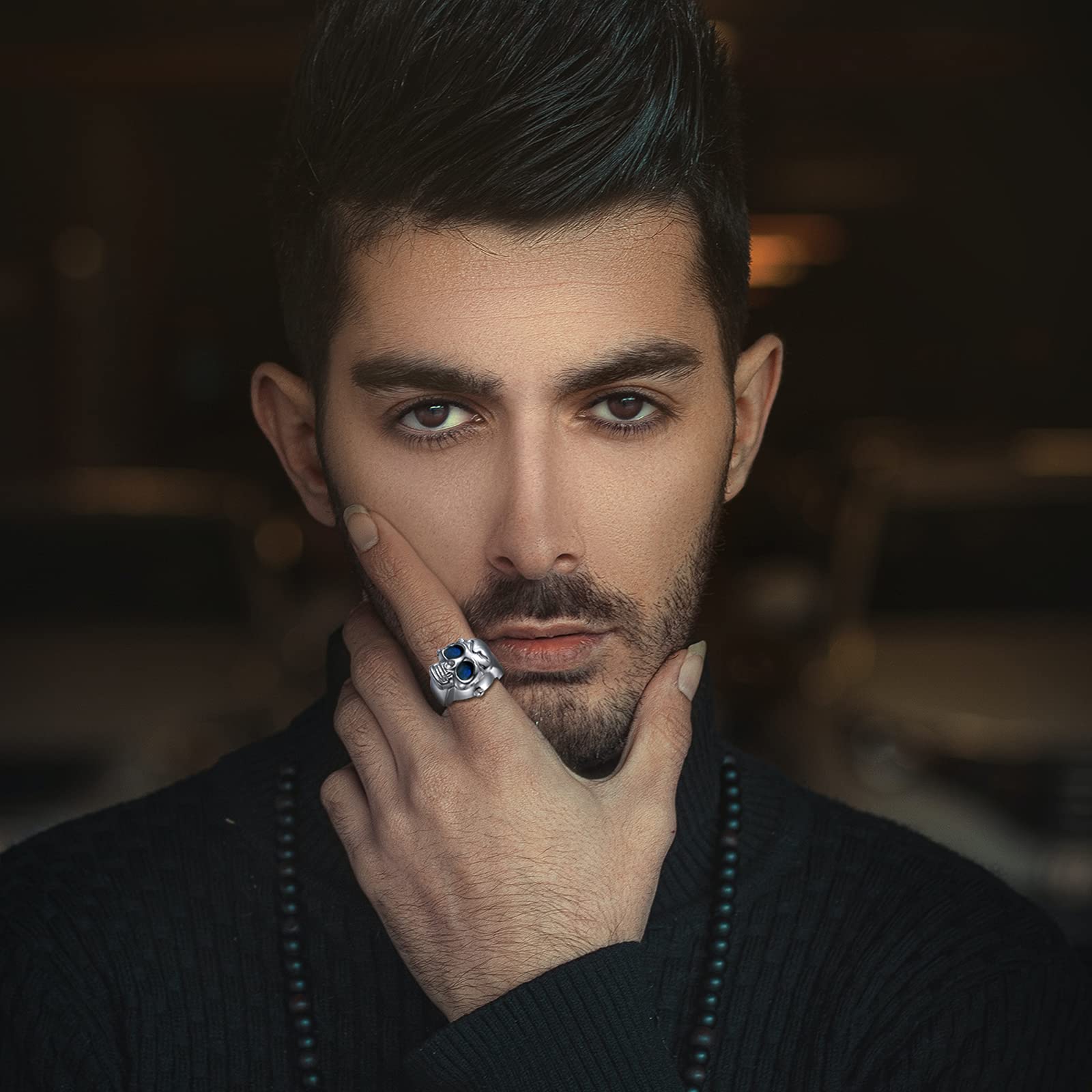 JewelryWe Mężczyźni kobiety zegarek na palec punk czaszka otwierana pokrywa kwarcowy analogowy regulowany pierścień zegarki na Halloween