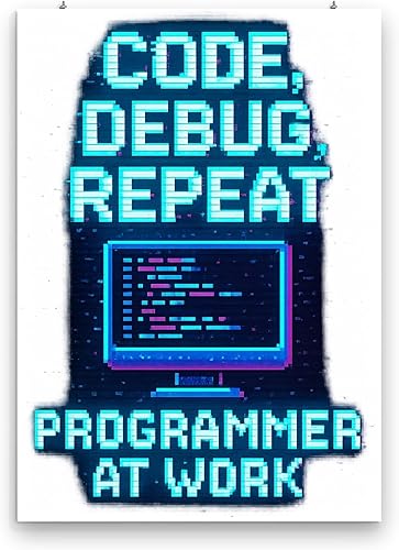 Miniatura 1 de Code Debug Repeat - Programmer Workspace - 13x19 Poster Print - Retro Art
