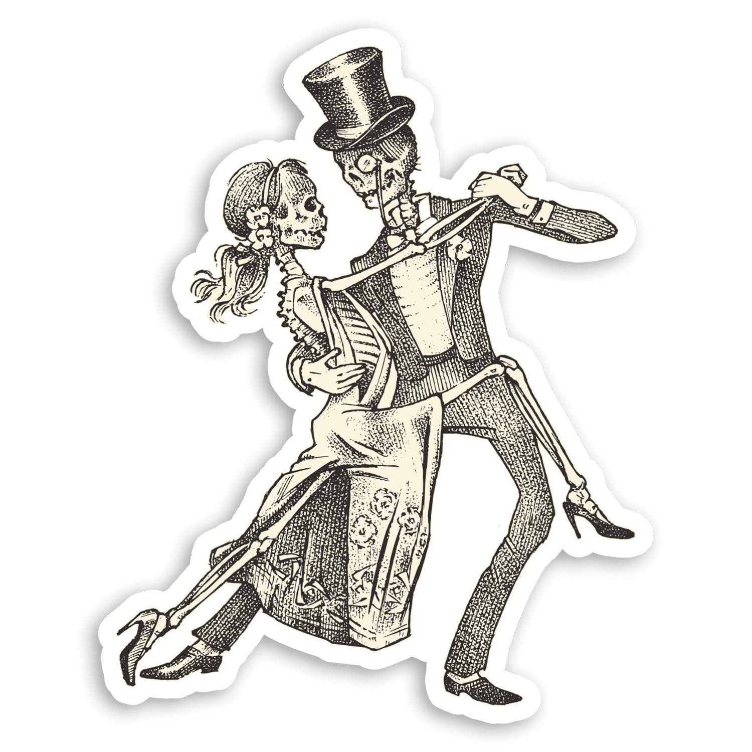 2 x 10cm Dancing Skeleton Vinyl Stickers - Romantic Love Laptop Sticker #34532 (10cm Tall)