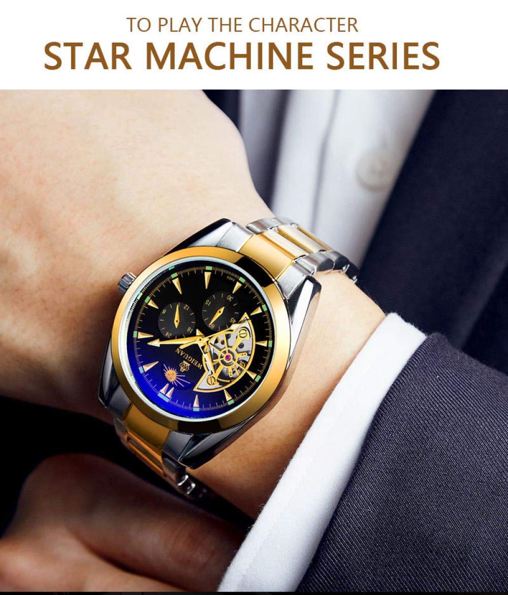 Orologi Uomo,Automatico Di Moda Sole E Luna Alternano Funzione Orologio Per Il Tempo Libero Orologio Impermeabile