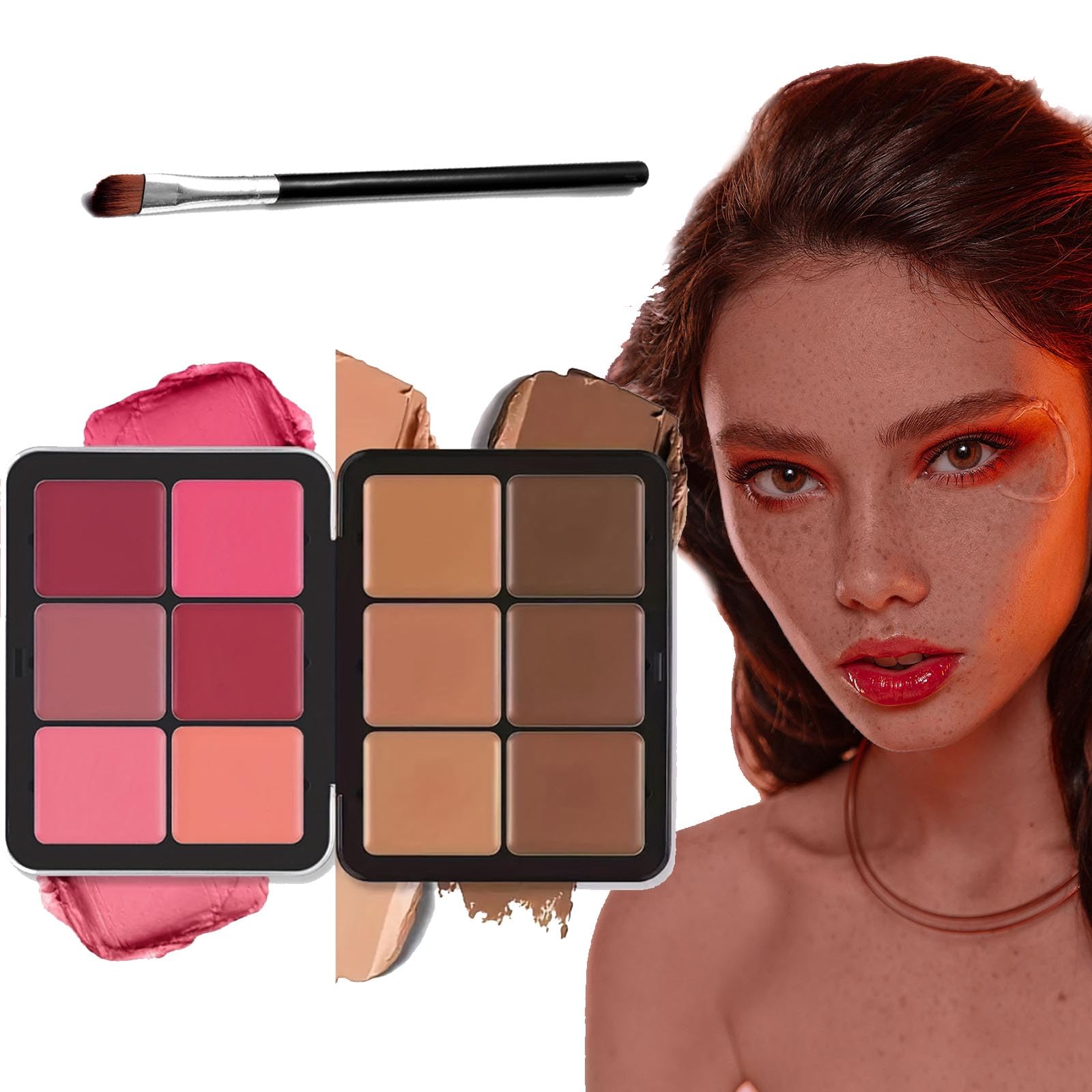 Carla Secret Concealer Palette, Carla Secret Cream Blush Palette, Carla Secret Makeup Palette, Carla's Secret Makeup, Long Lasting Waterproof Concealer with Concealer Brush (Concealer&Blush-A)