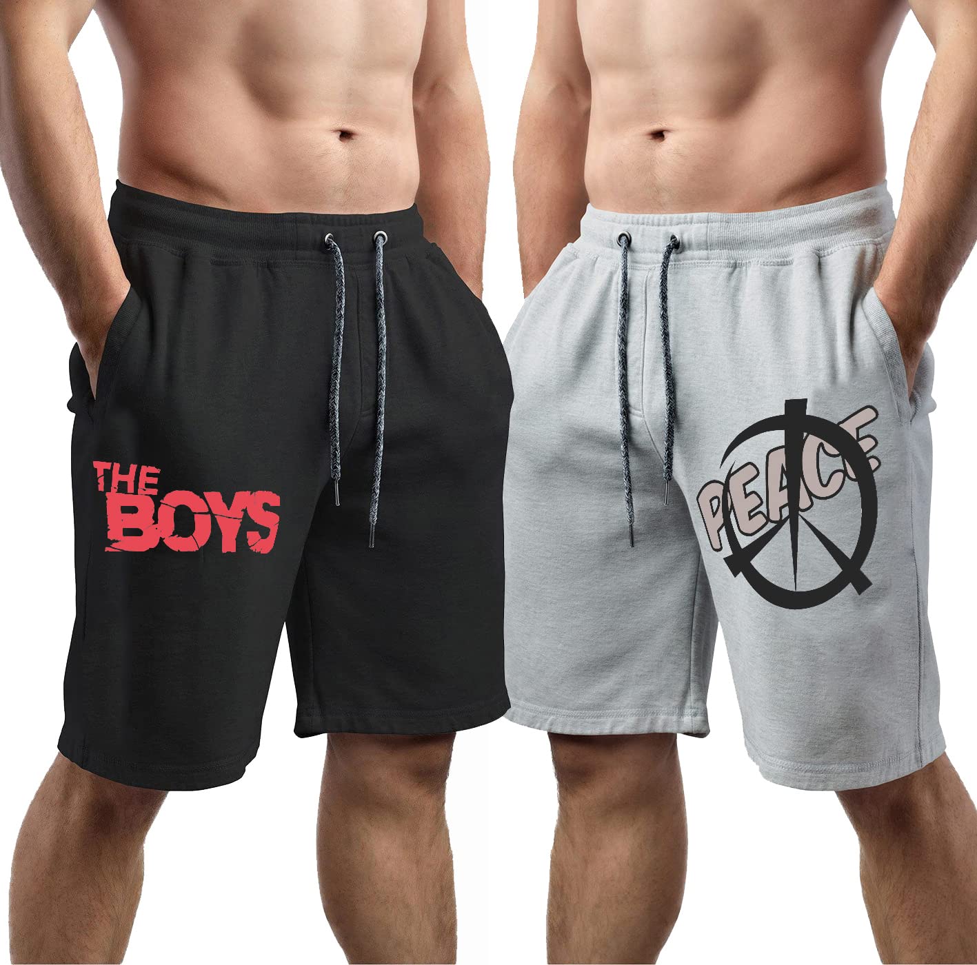 Men Black & Grey Cotton Regular Shorts for All Season- Running, Gym, Workout, Yoga Shorts - Pack of 2-image-1