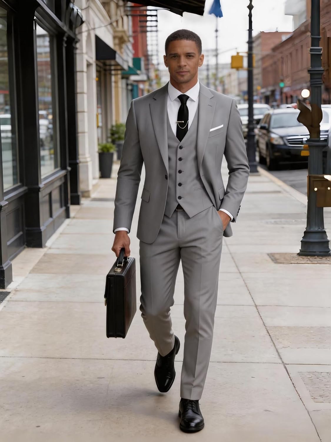 3 Piece Suit Men Slim Fit Wedding Suits for Men Formal Business Prom Blazer Vest Pants Set