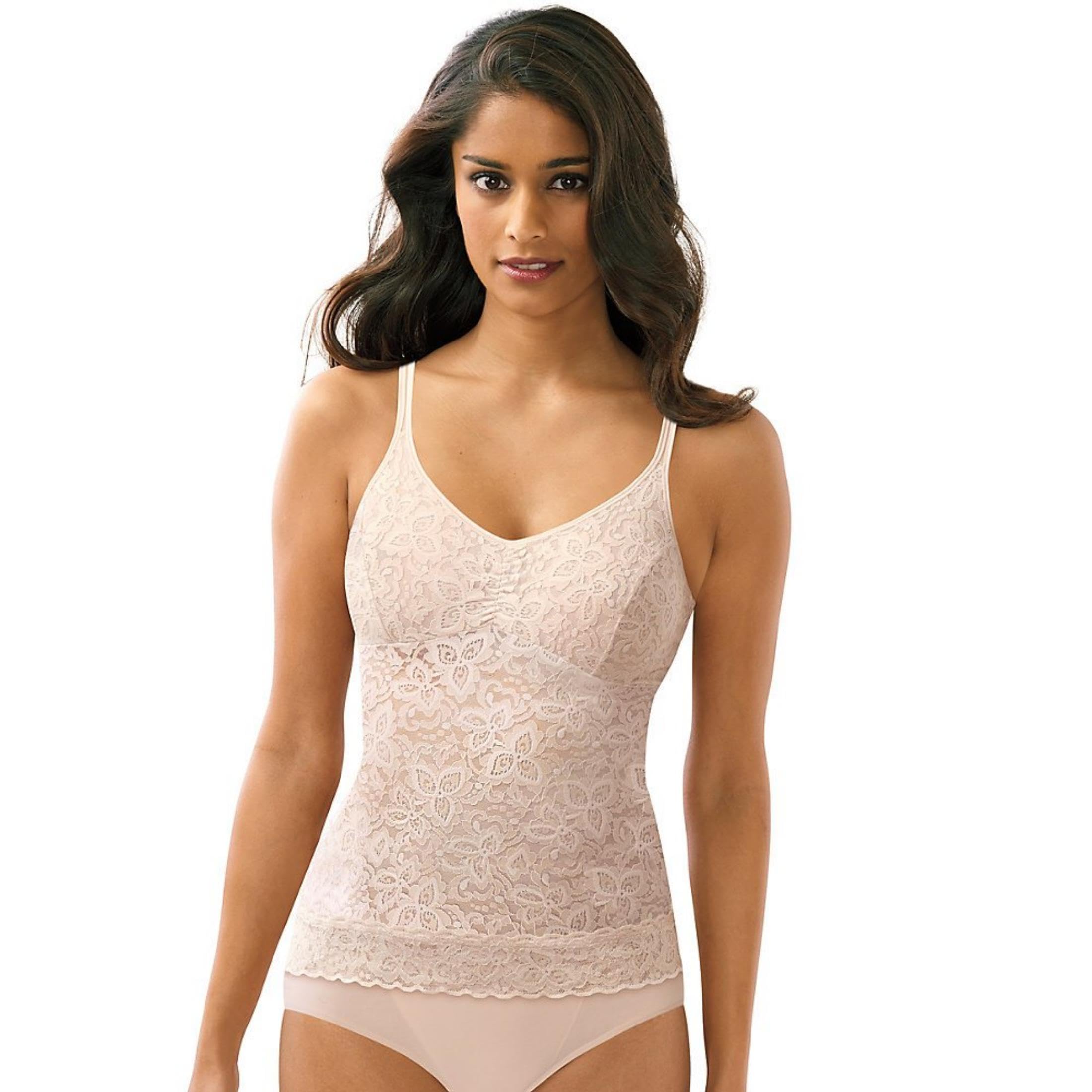 Bali Lace Shapewear, Lace ‘n Smooth Firm Control Shapewear Cami with Built-in Bra Camiseta modeladora Mujer (Pack de 1)