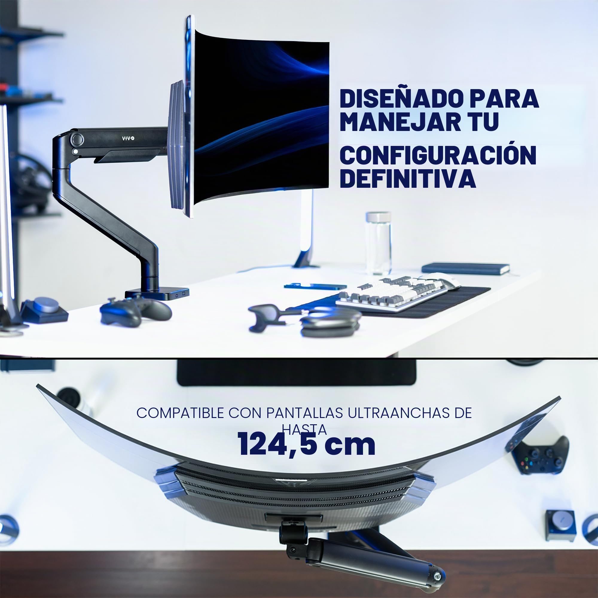Vivo Soporte Premium para Monitor, Brazo con Tensión de Alta Resistencia para Pantallas de hasta 49 Pulgadas, Negro, STAND-V101V