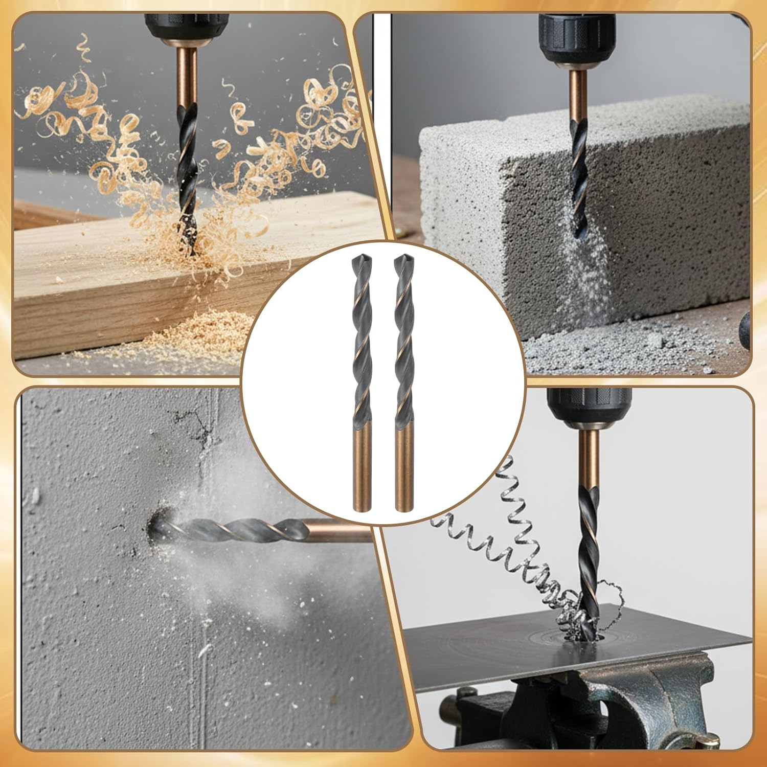 2pcs Cobalt Drill Bits Straight Shank 8mm Drill Bit High-Speed Steel Twist Drills Bits for Copper Stainless Steel Alloy Metal