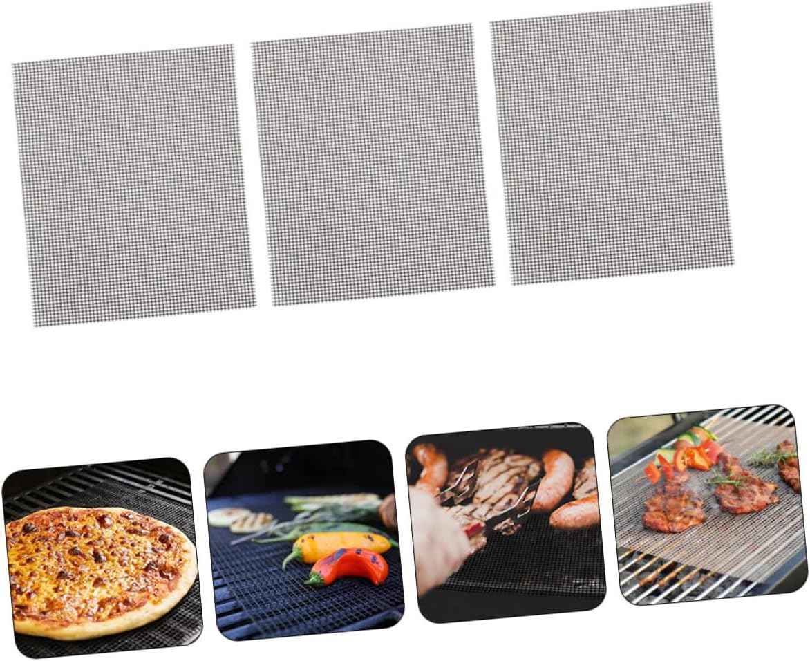 Happyyami 9 Pcs BBQ Net Outdoor Grill Mats Cooking Grill Mesh Grill Mesh Mats Fiberglass Grill Net Barbecue Accessories Square Baking Dish Gas Grill Barbecue Supply Glass Fiber Pad Net Field