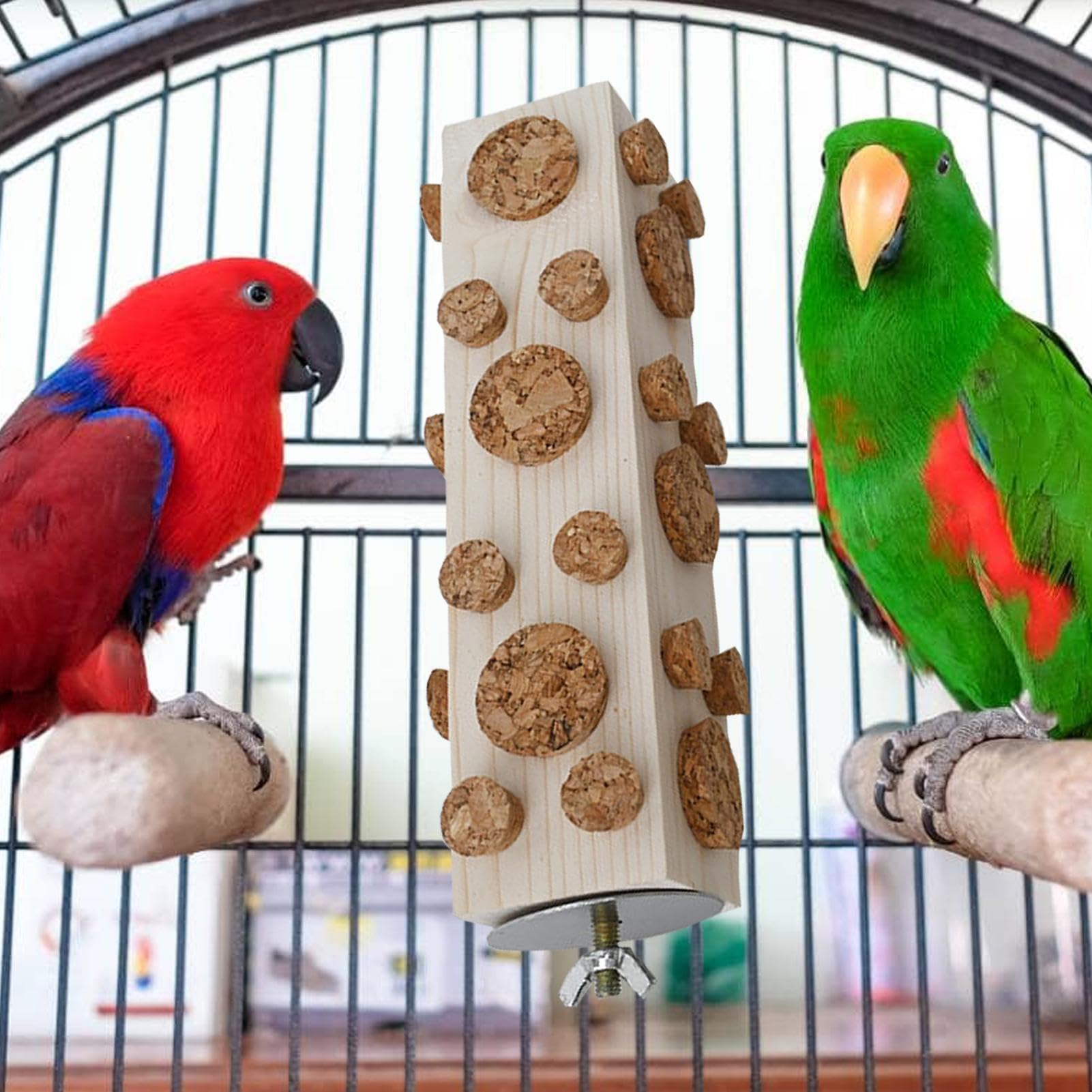 Big Stickys Bird Toy Duo - Wooden Chew & Foraging Toys For Parakeets, Cockatiels, Conures