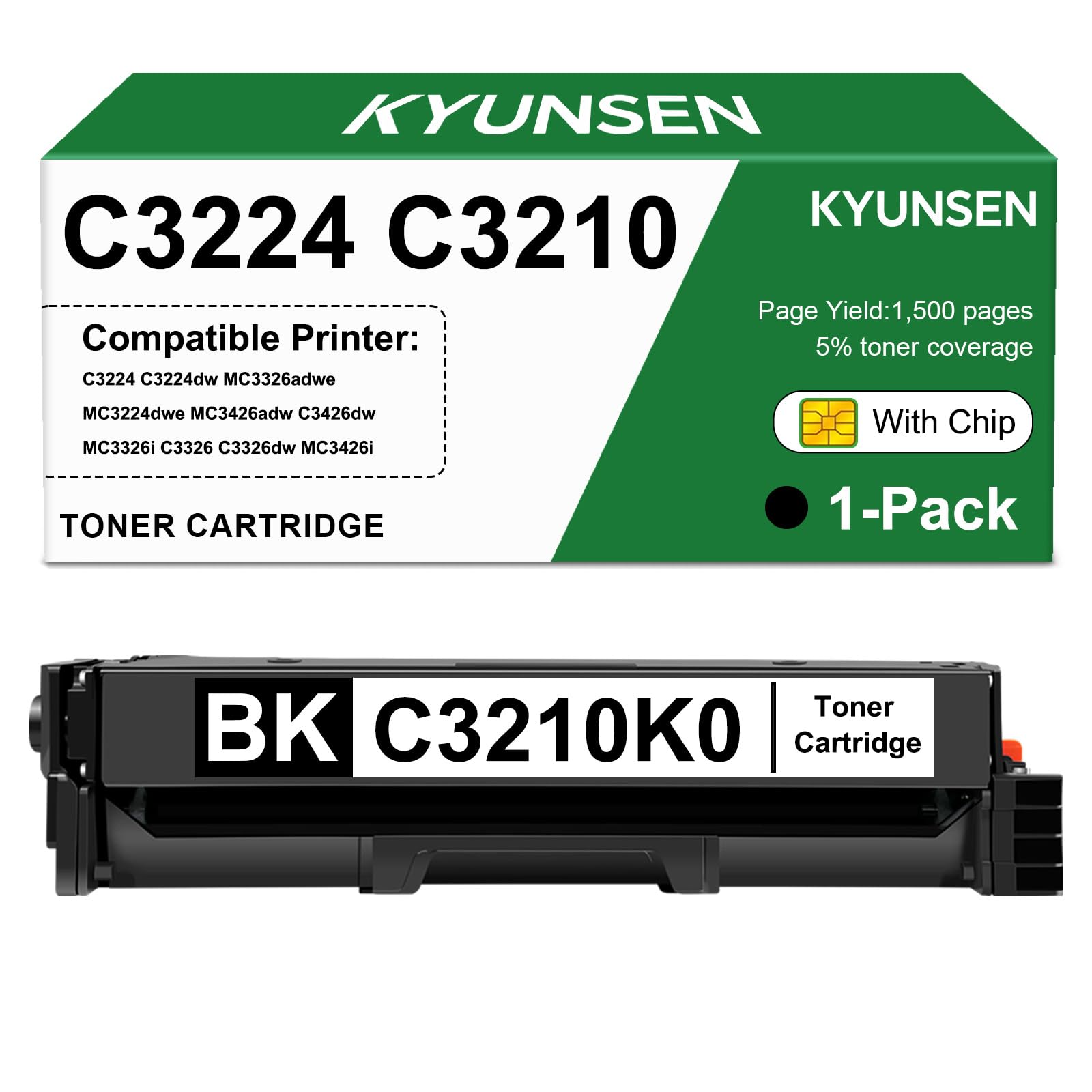 C3210K0 MC3426 MC3224 Cartouche de toner compatible avec Lexmark C3210K0 Cartouche de toner pour imprimantes laser MC3426 MC3224 MC3326 C3224 C3326 C3426 1500 pages (noir, 1 pièce)