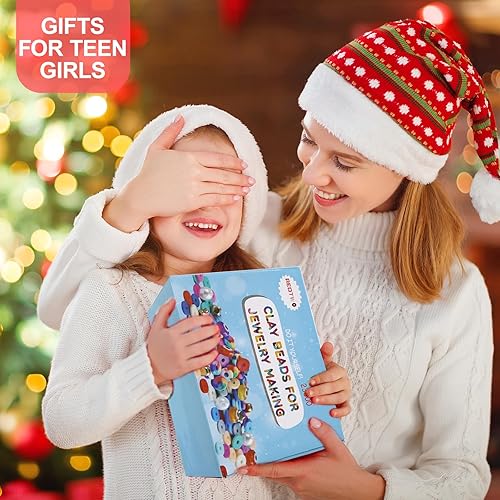 Vista 8 de Redtwo Kit de 23000 cuentas de arcilla para hacer pulseras de la amistad, 7 cajas de 144 colores, juego de cuentas Heishi de polímero plano