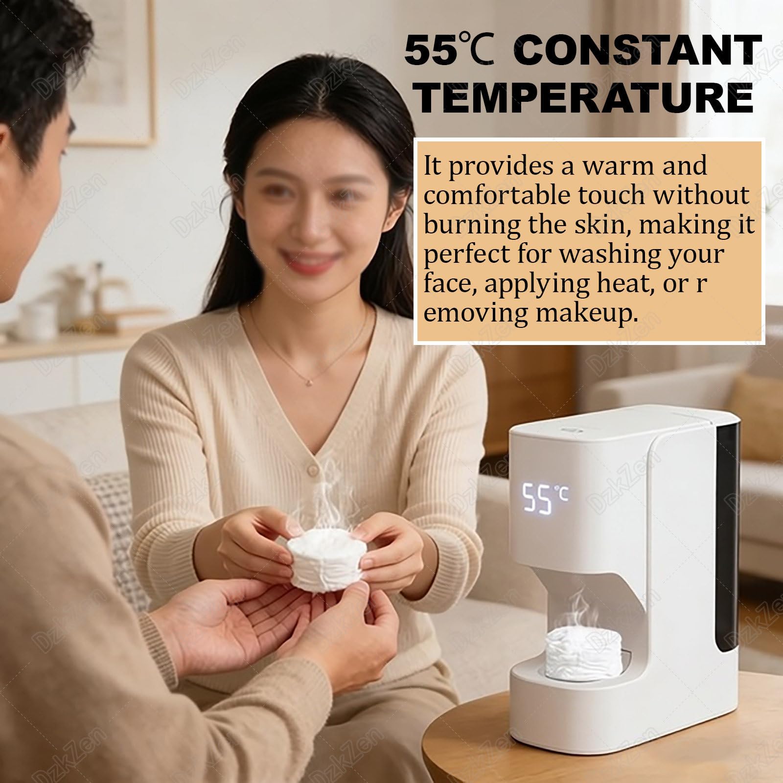 Calentador de toallas faciales, máquina calentadora automática de toallas calientes, calentamiento rápido en 5 segundos, control inteligente de temperatura, incluye 60 toallas desechables, perfecto
