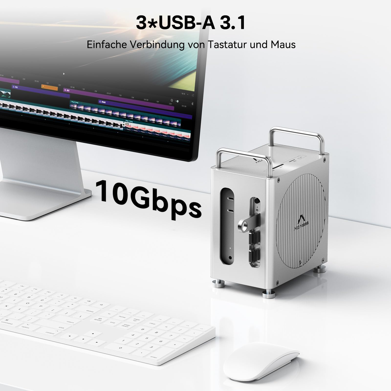 ACASIS 11-in-1 Docking Station für Mac mini M4, Dual-Bay NVMe SSD-Gehäuse | 40Gbps Datenrate, 2x M.2 Slots (RAID), 4K@60Hz DisplayPort, SD/TF 4.0, 30W PD, Aluminiumgehäuse, ohne SSD enthalten